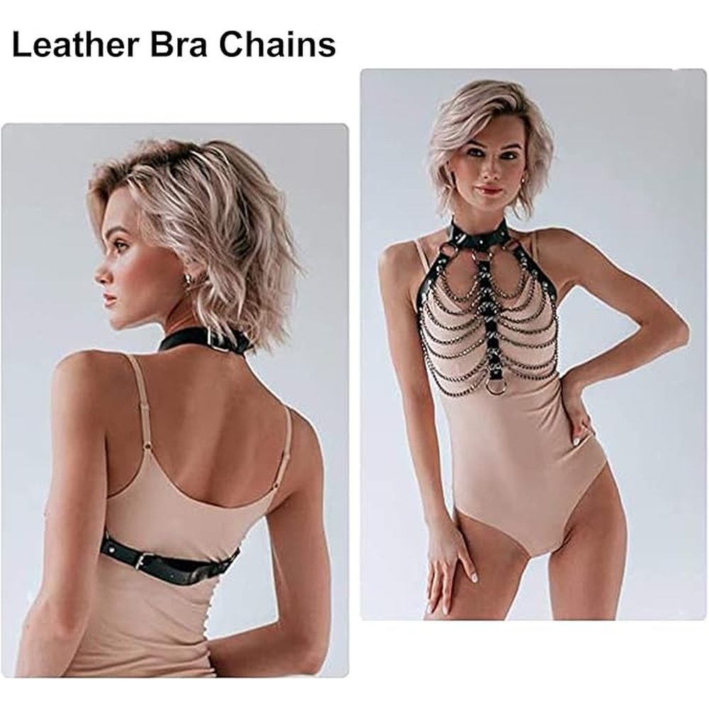 Zac's Alter Ego - PU Choker & Chain Top Harness Harnas